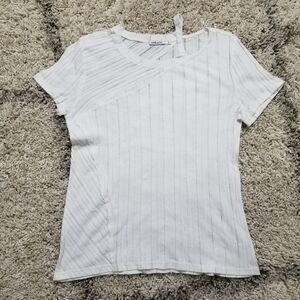 Redhaute White Ribbed Women's Top